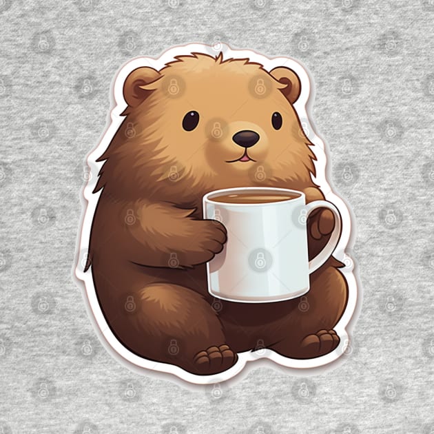 Cute Capybara drink a coffee by MilkyBerry